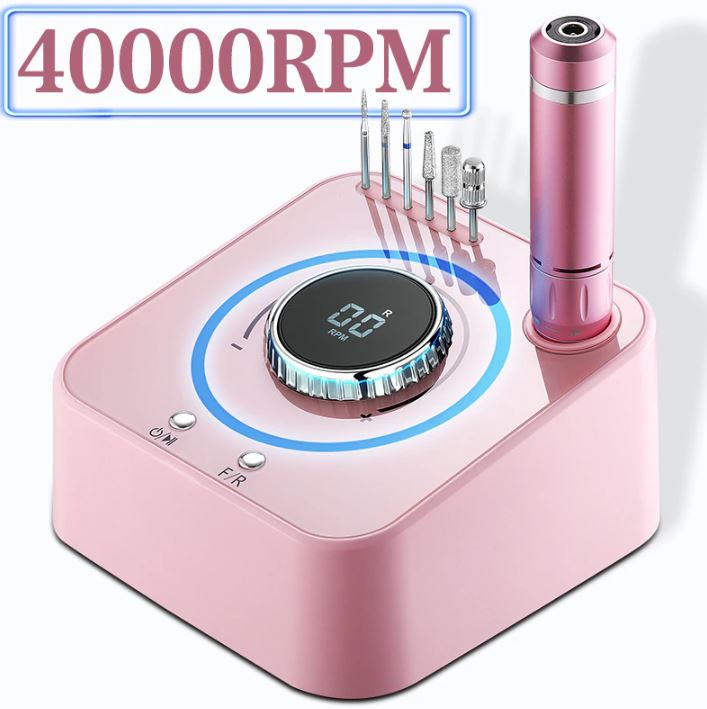 Электрическая полировальная машинка для ногтей - GO-AM-37/pink/ К18/ В22.5 детальное фото