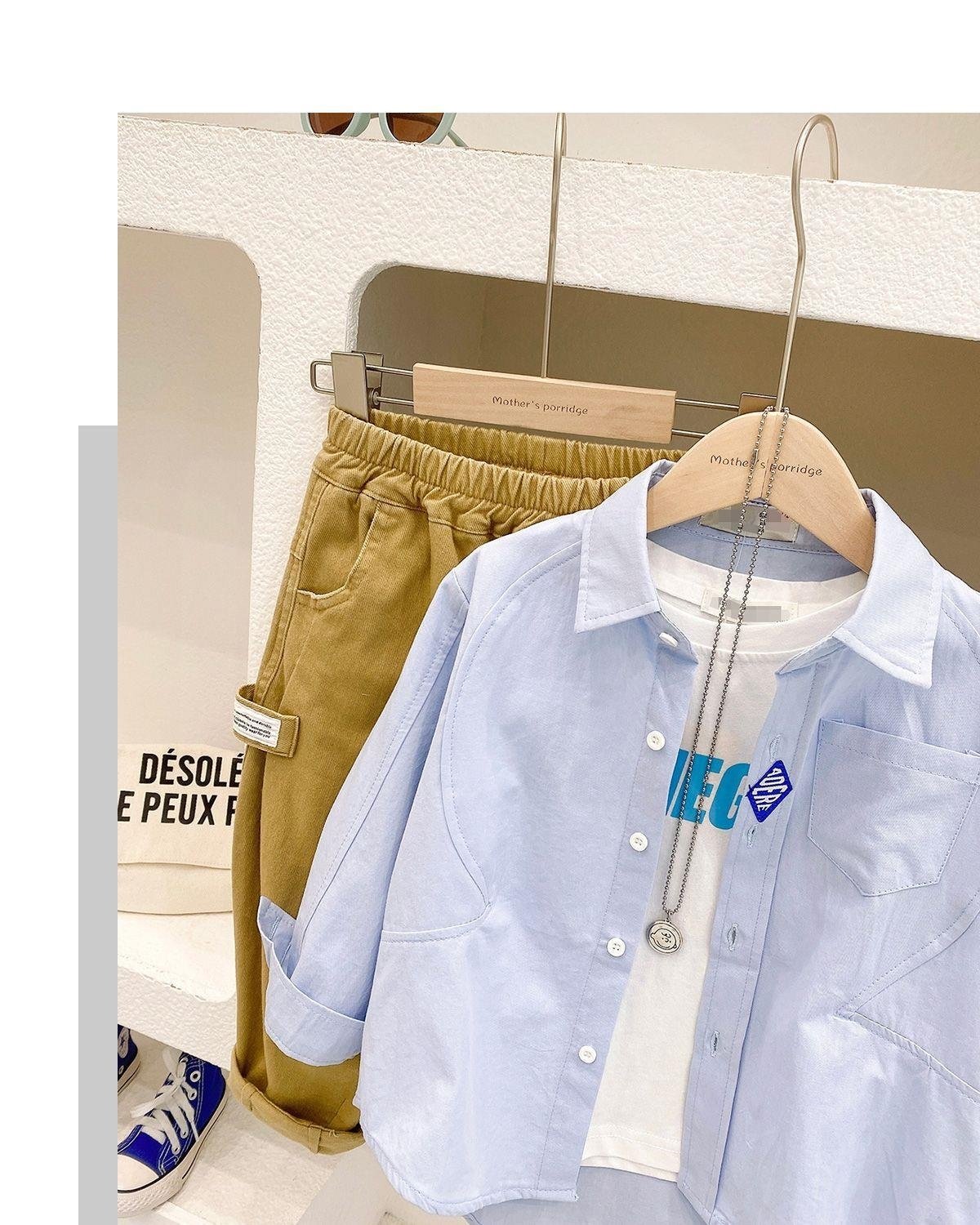 Мальчик-белая рубашка детская весна 2024 оптом из Китая