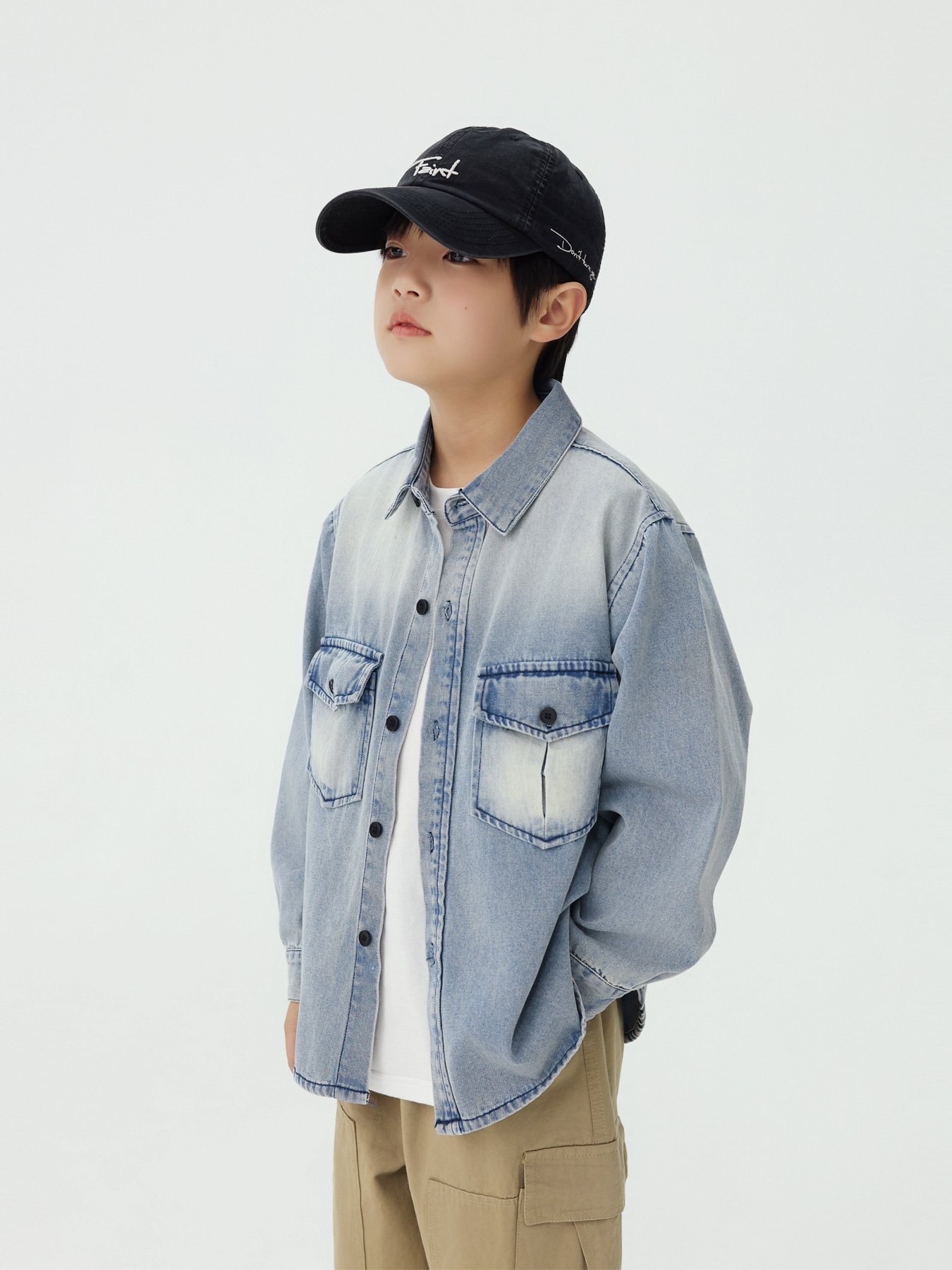 Детская джинсовая рубашка с длинным рукавом оптом из Китая