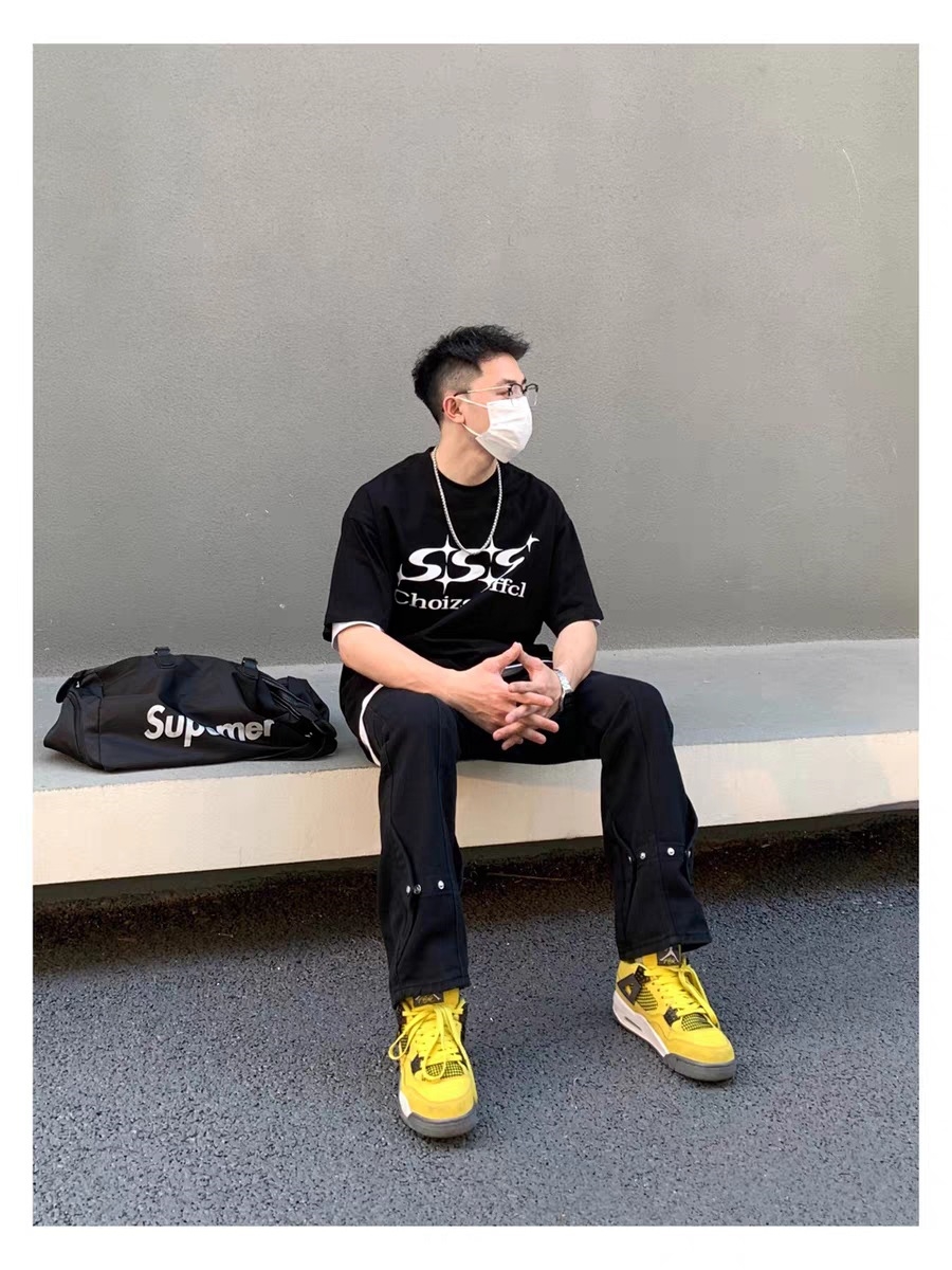 Черные джинсы с пуговицами и прямыми штанинами оптом из Китая