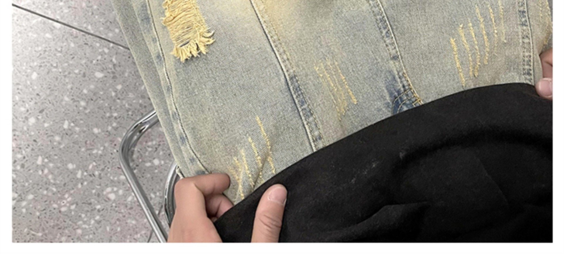 Черные джинсы с износом оптом из Китая