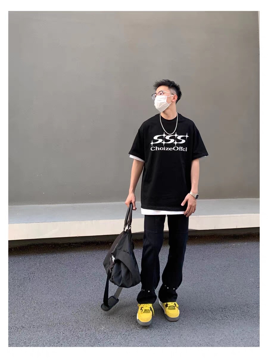 Черные джинсы с пуговицами и прямыми штанинами оптом из Китая