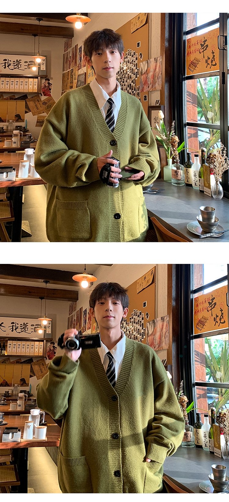 Мужской свитер V-образный вырез осенне-зимний японский ретро-ленивый вязаный свитер в стиле хип-хоп свободный наружный свитер оптом