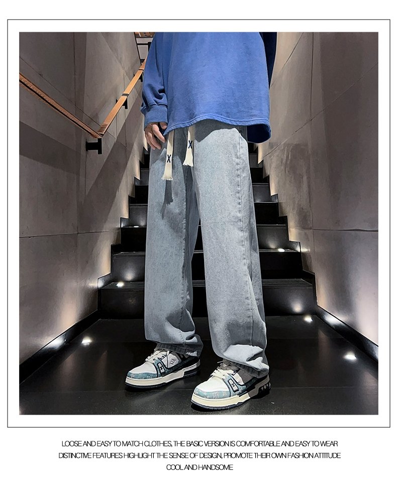 Джинсы 2024 весна мужские прямые широкие джинсы оптом из Китая