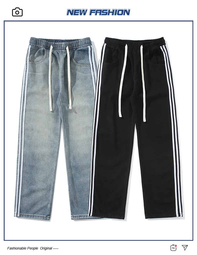 Мужские джинсы с принтом трех полосок оптом из Китая