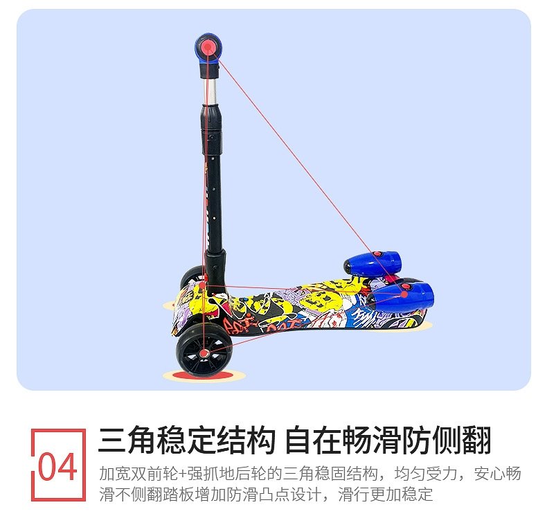 Детский трехколесный самокат с музыкой и светящимися колесами оптом