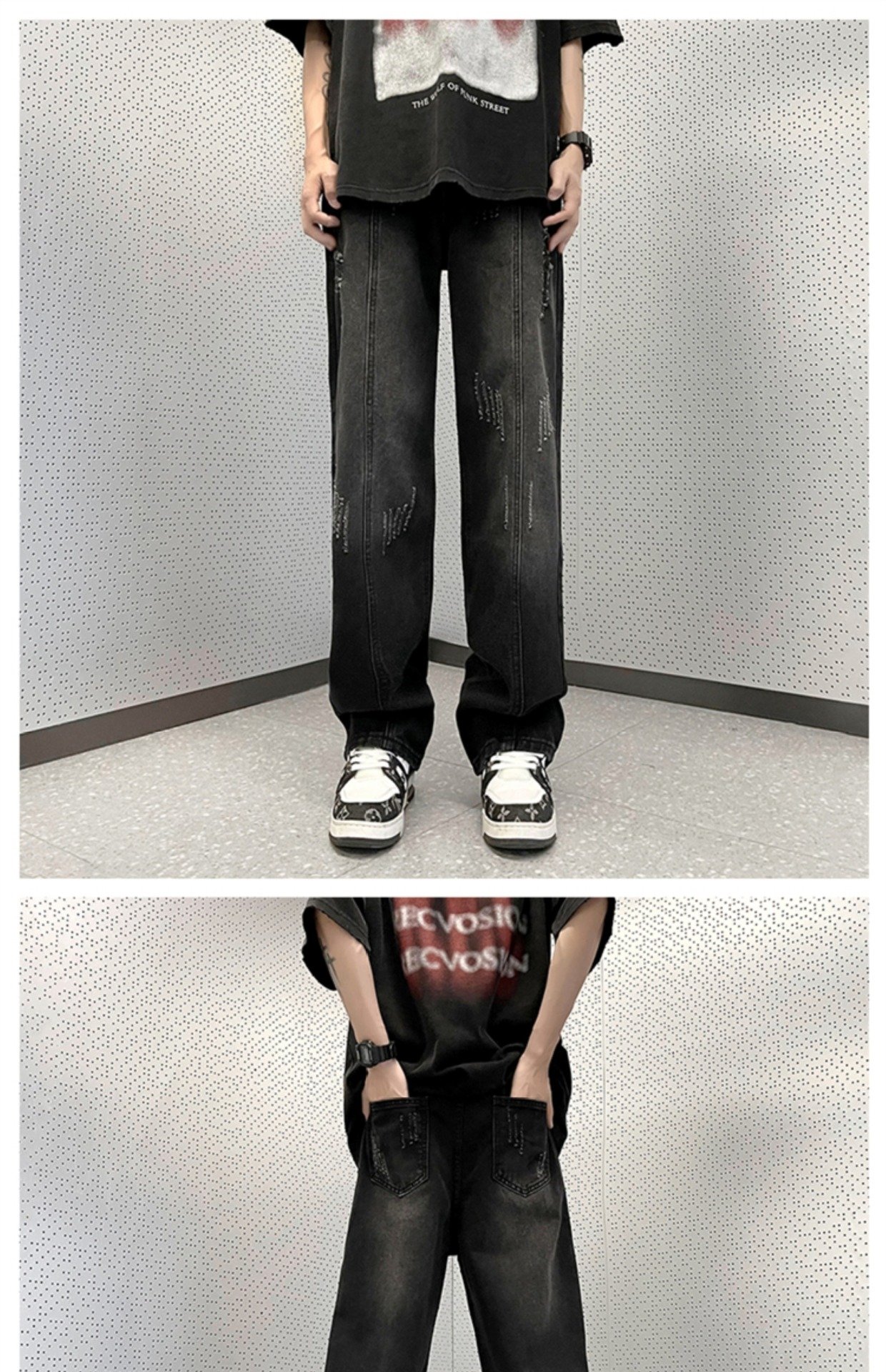 Черные джинсы с износом оптом из Китая