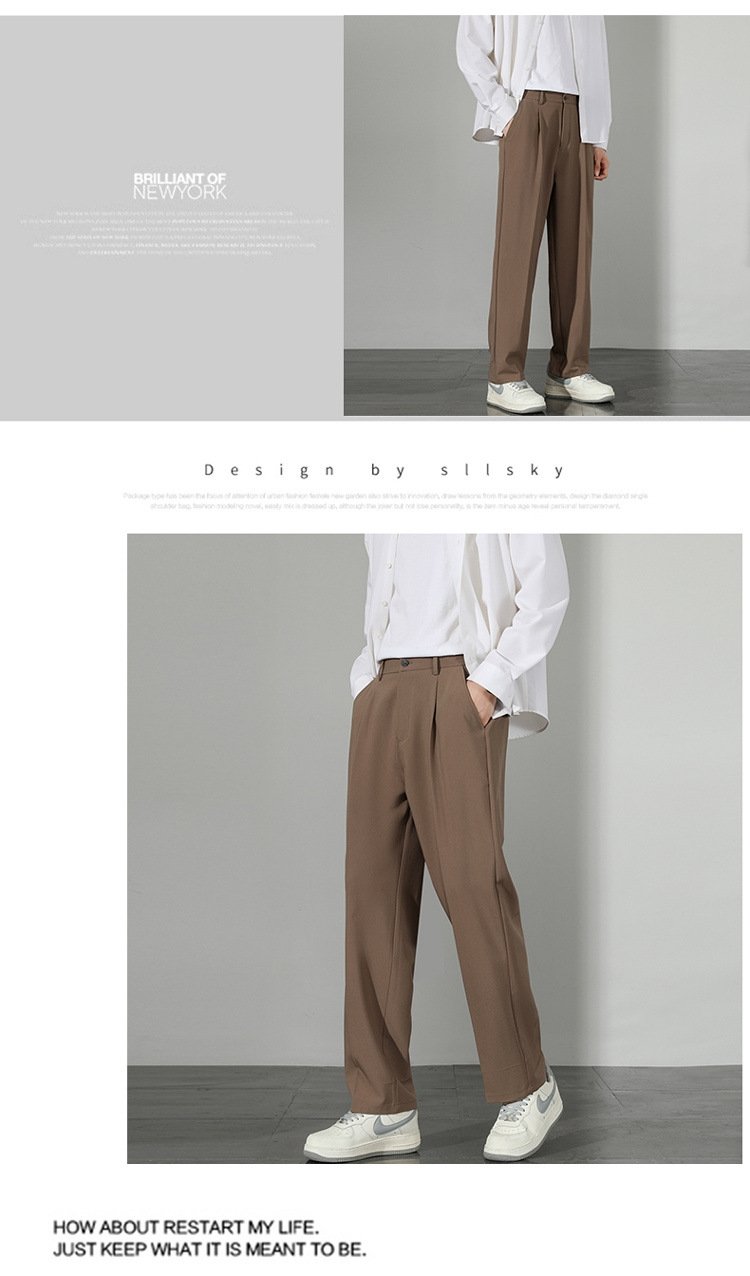 Летние мужские брюки прямого кроя с широкими штанинами оптом из Китая