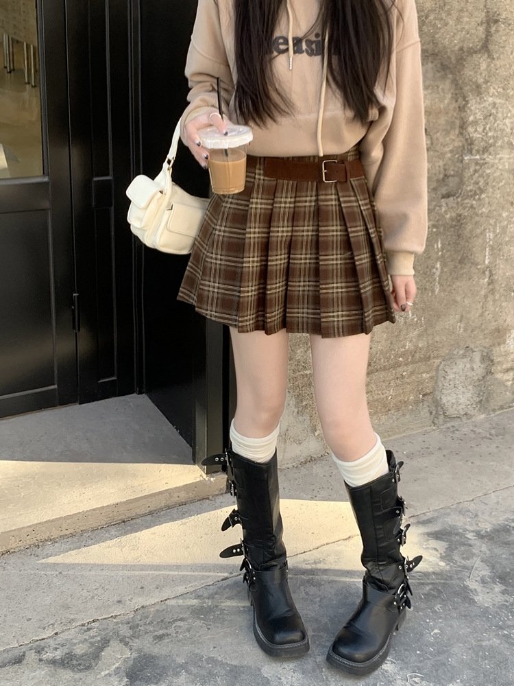 Весенняя женская клетчатая мини-юбка в американском ретро стиле оптом из Китая