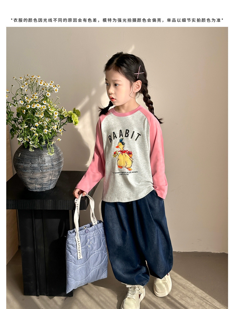 Джинсы для девочек 2024 весна новые широкие брюки для детей оптом из Китая