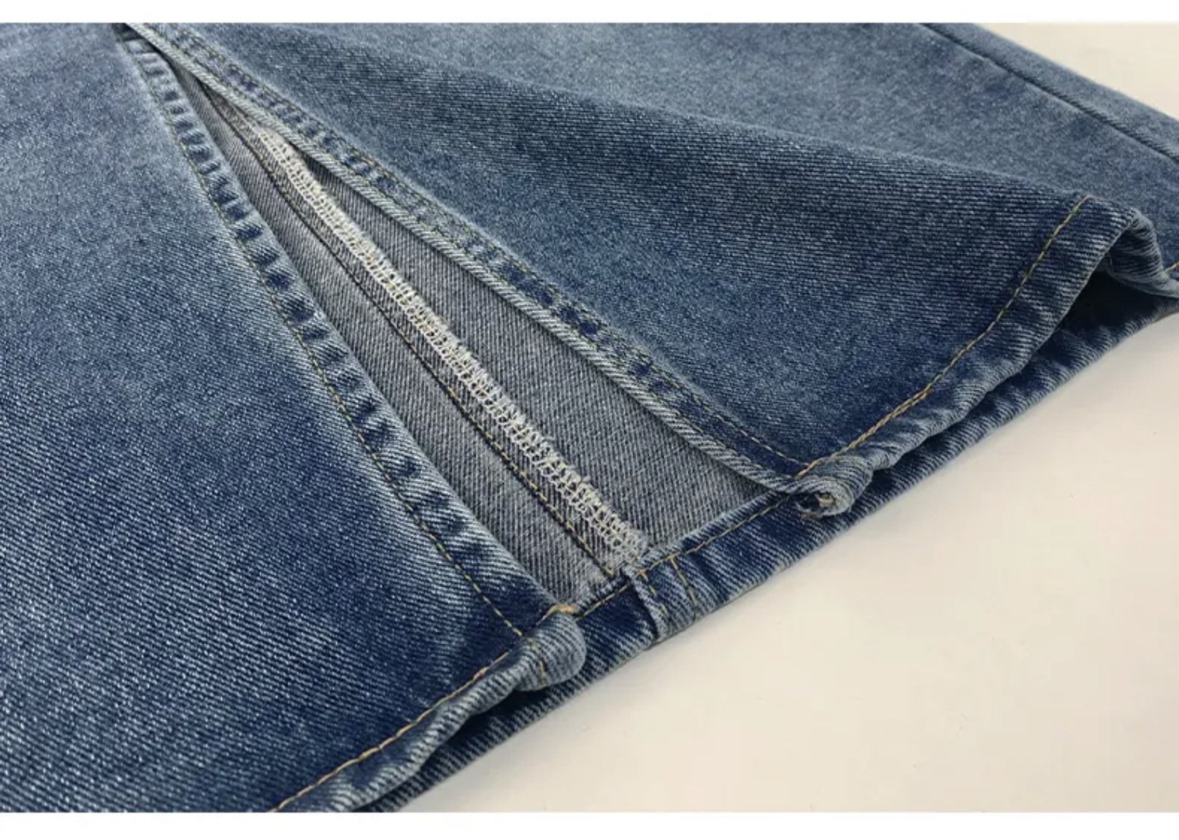 Джинсовая юбка с высокой талией и разрезом в стиле ретро оптом из Китая