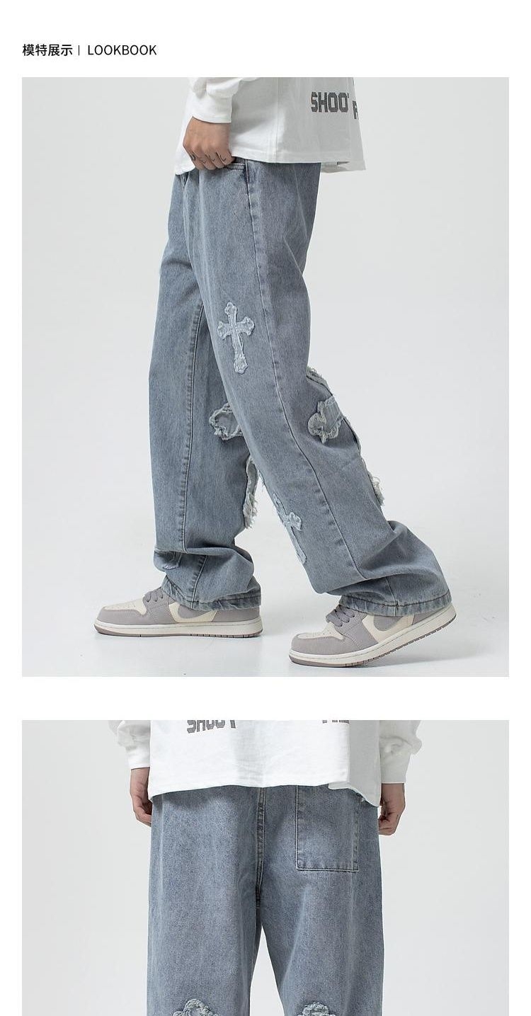 Джинсы с крестом и вышивкой оптом из Китая