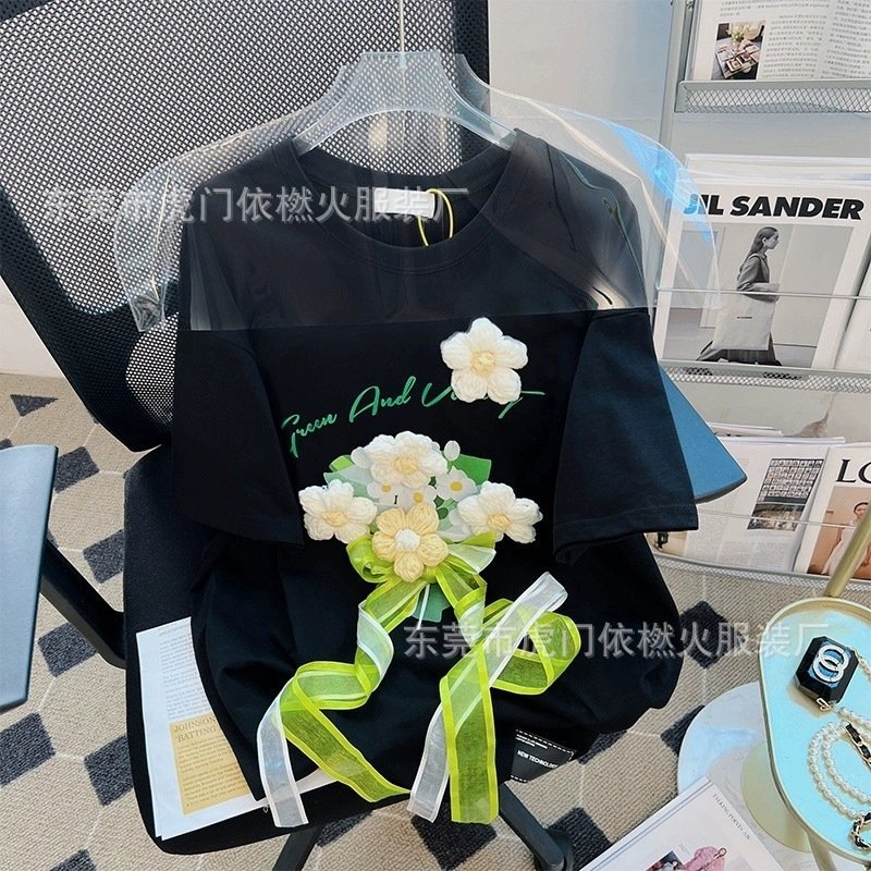 Футболка с коротким рукавом из 100% хлопка 2023 летней коллекции оптом