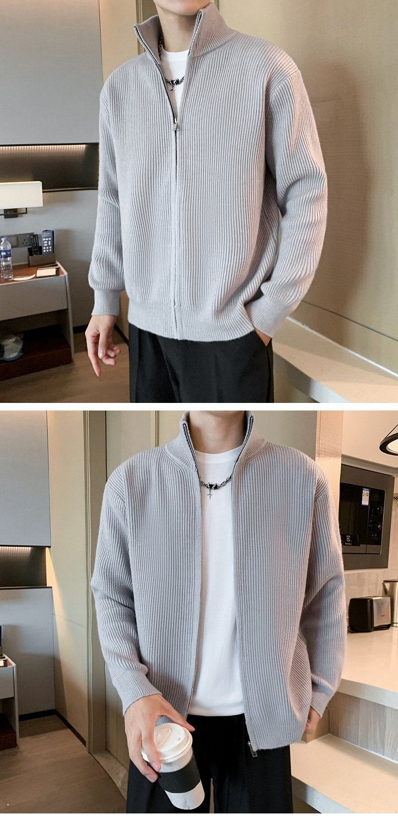 Мужская кардиган-свитер с молнией оптом