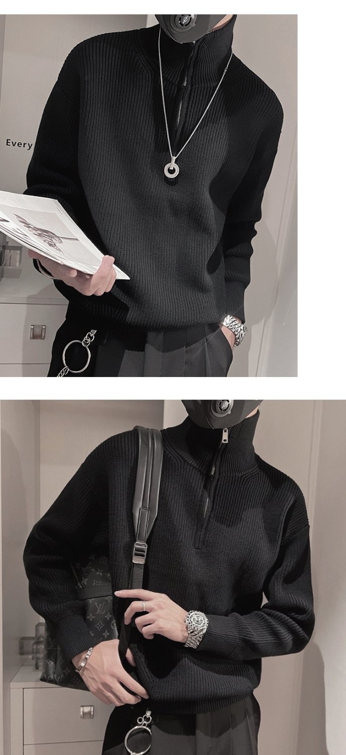 Мужская вязаная толстовка с высоким воротником оптом