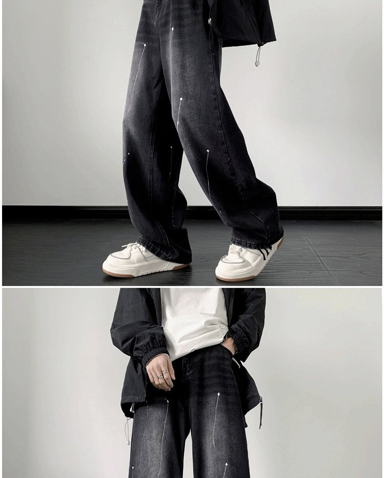 Мужские джинсы с пятнами чернил оптом из Китая