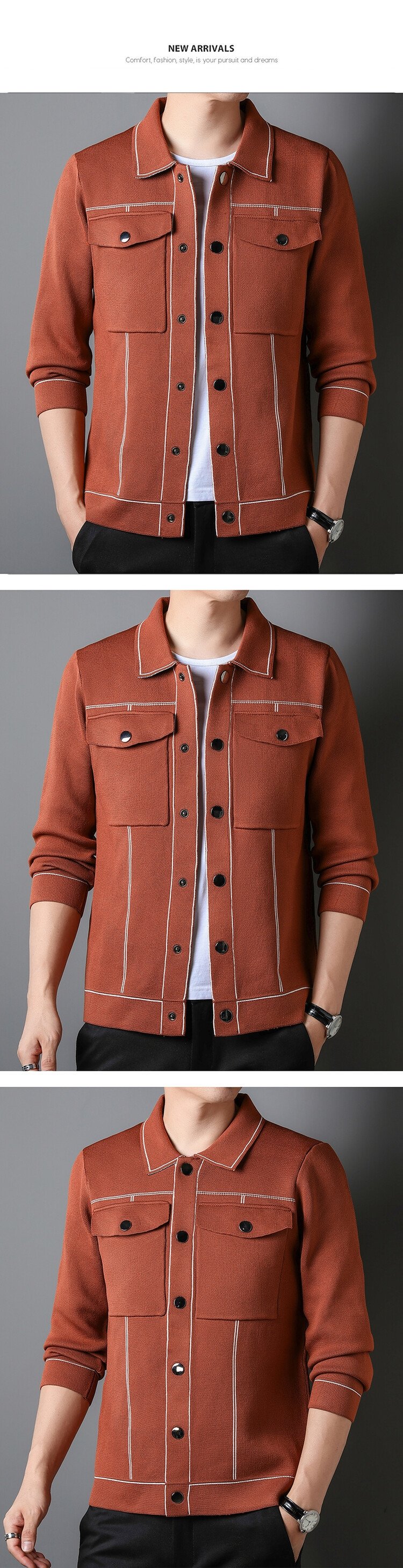 Мужская вязаная куртка с воротником оптом