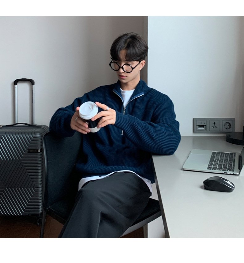 Мужская толстовка с высоким воротником и молнией оптом