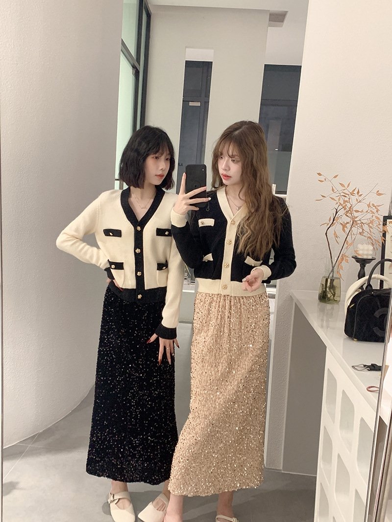 Высокая юбка с блестками из бархата оптом из Китая