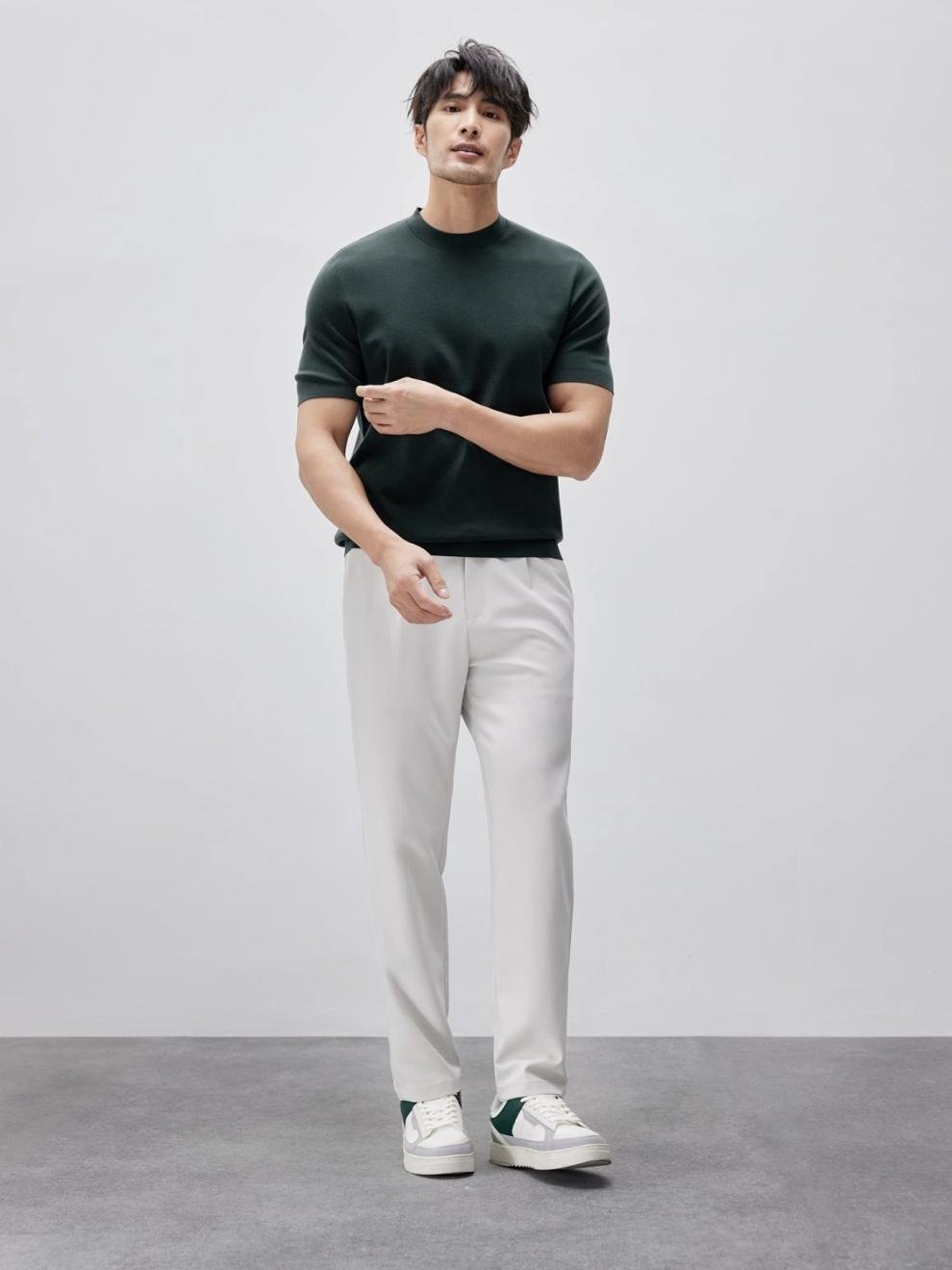 Мужская вязаная футболка с круглым воротом оптом