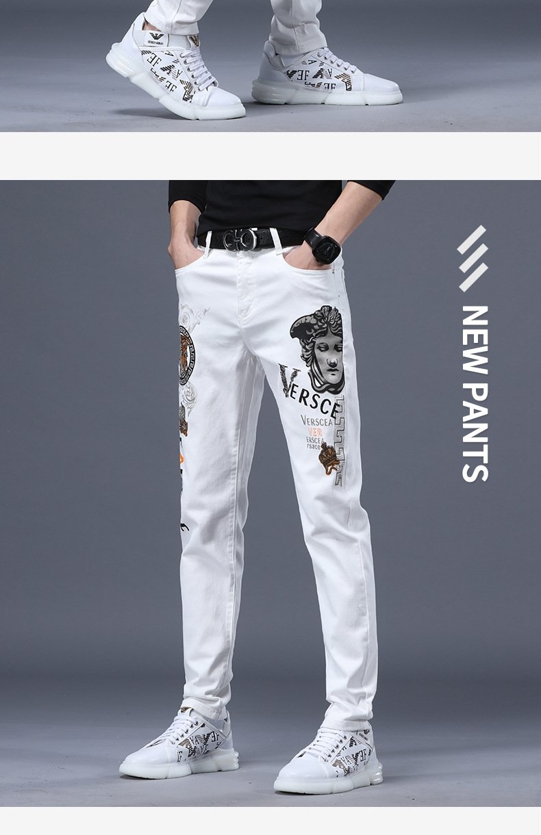 Мужские джинсы суженные белые оптом из Китая