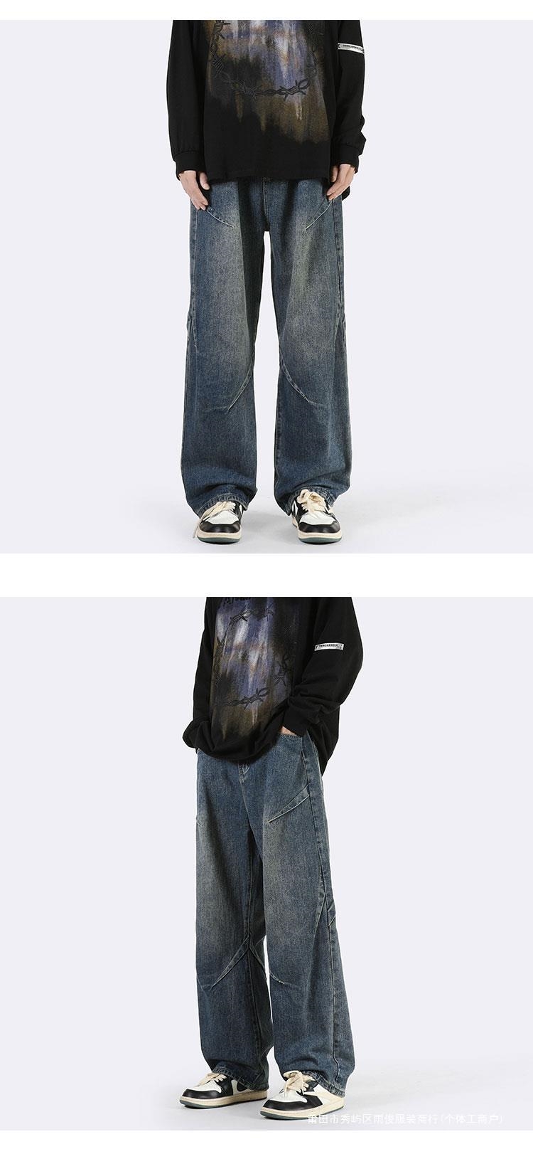 Джинсы мужские прямые свободные 2024 новые американские уличные мужские брюки весна осень оптом из Китая