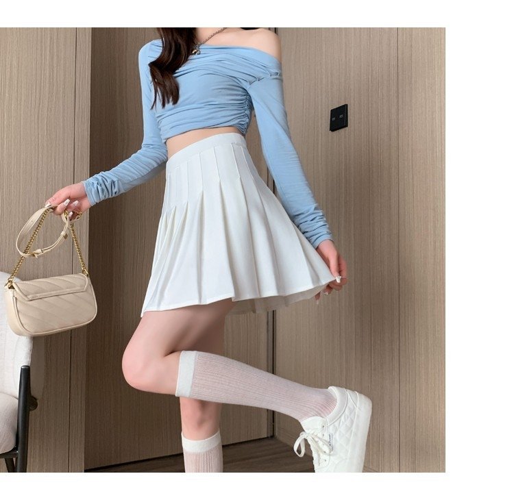 Белая короткая юбка с эластичным поясом и молнией оптом из Китая