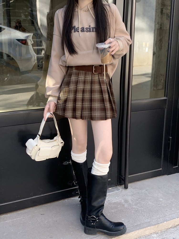 Весенняя женская клетчатая мини-юбка в американском ретро стиле оптом из Китая