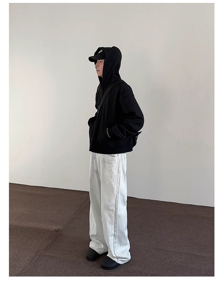 Белые джинсы с выцветанием и потертостями оптом из Китая