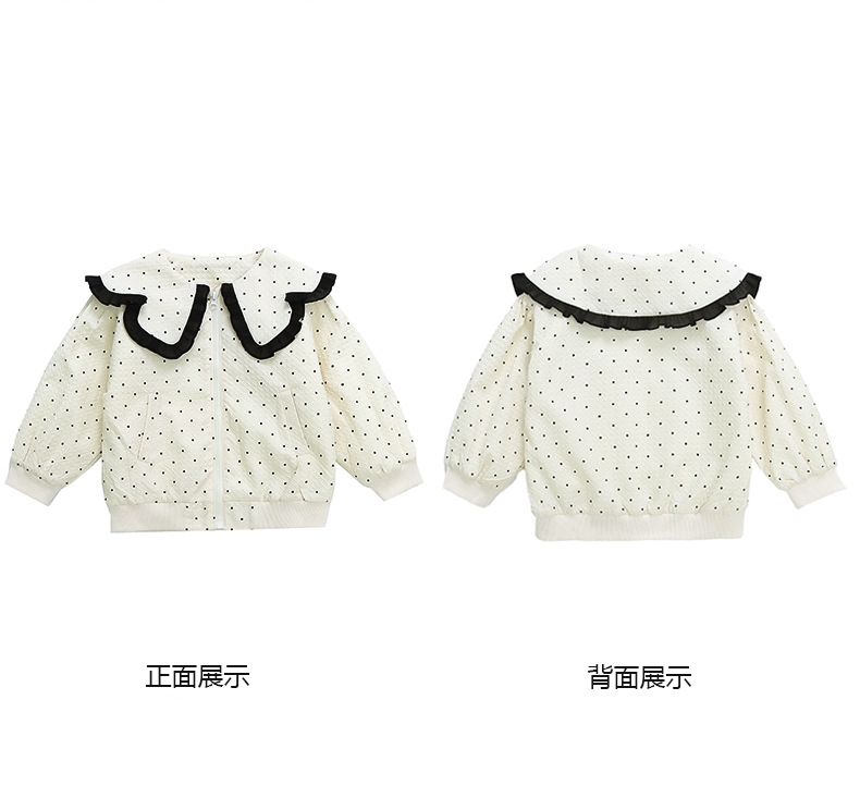 Детская куртка с воротником и узором в горошек оптом из Китая