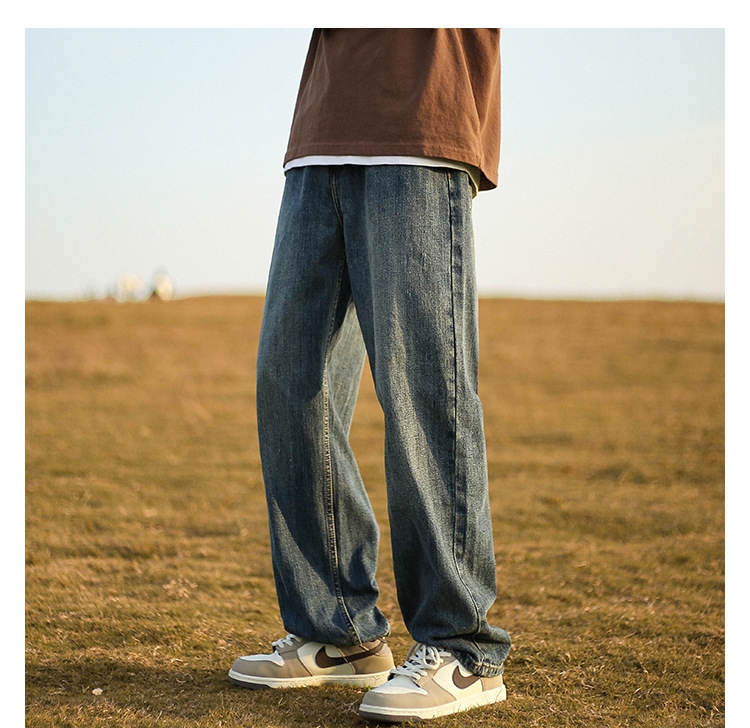 Джинсы мужские винтажные прямые длинные черного цвета оптом из Китая