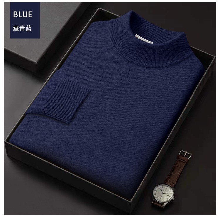 Мужской свитер из 100% шерсти с полувысоким воротником оптом из Китая