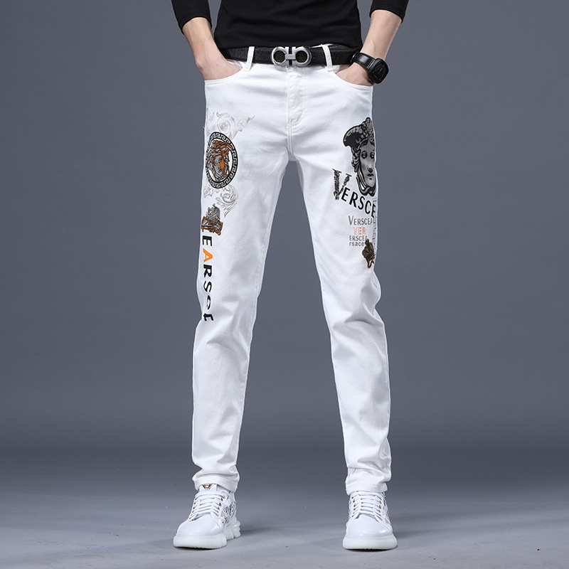 Мужские джинсы суженные белые оптом из Китая