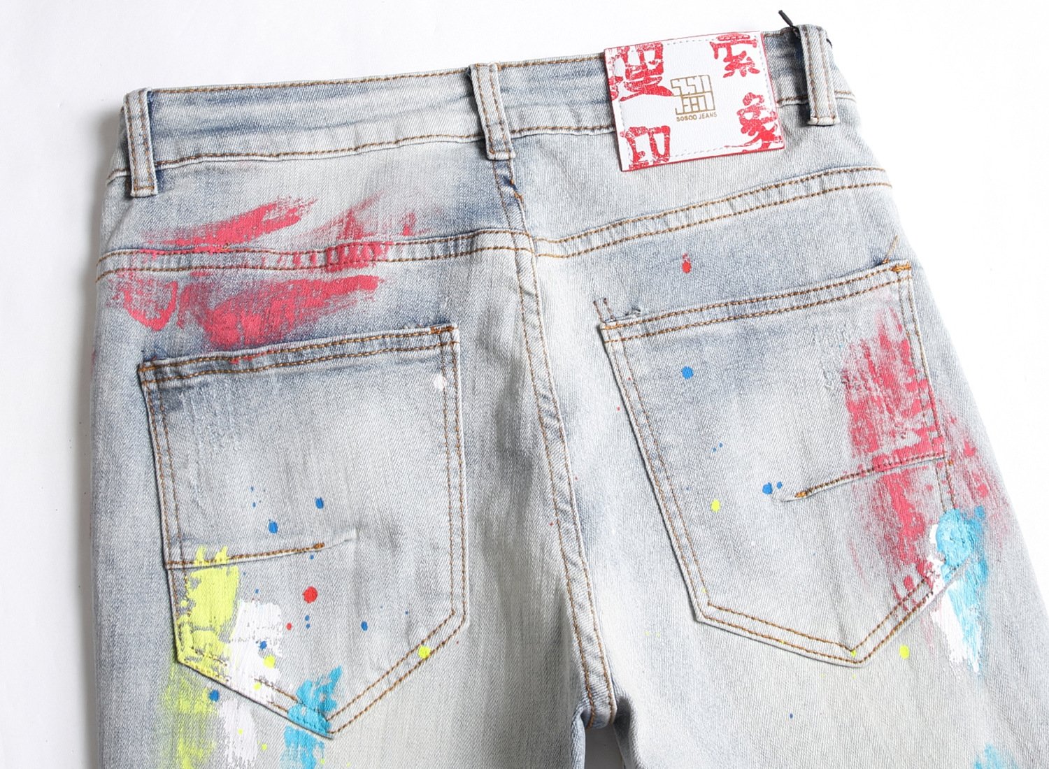 Мужские джинсы с вышивкой и принтом оптом из Китая