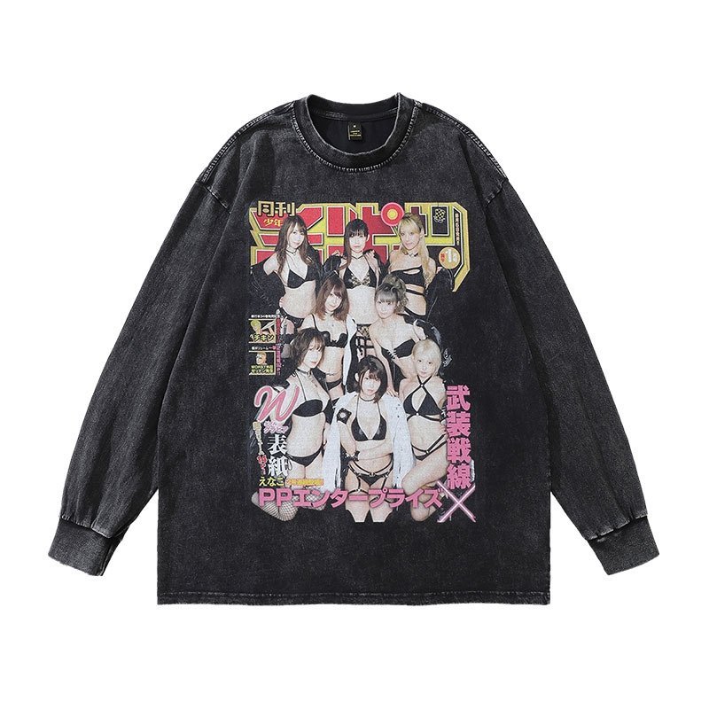 Толстовка TKPA с длинным рукавом в стиле ретро оптом