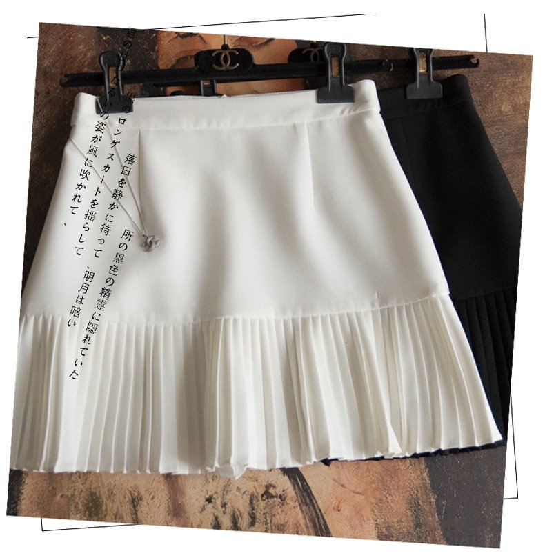 Шелковая короткая юбка с плиссированным низом оптом из Китая