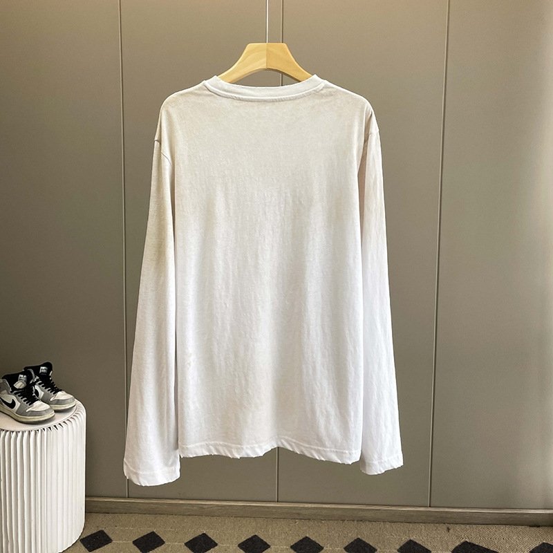 Футболка с длинным рукавом в стиле 2023SS с эффектом старения и градиентной печатью ACXD оптом