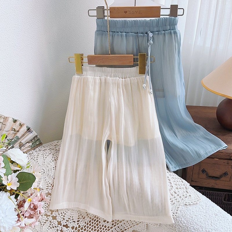 Детские широкие летние брюки для девочек оптом