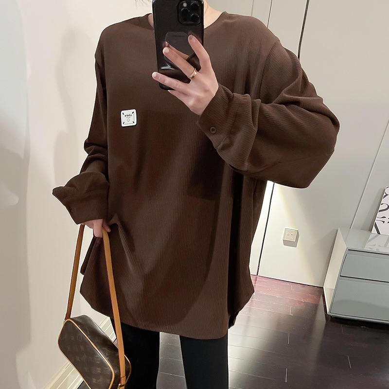 Толстовка с удлиненным рукавом и круглым вырезом оптом из Китая