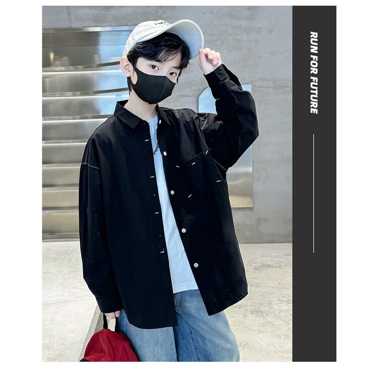 Мальчик рубашка 2024 новая весна корейская детская рубашка куртка мальчик досуг длинный рукав весенняя мода детская одежда оптом из Китая