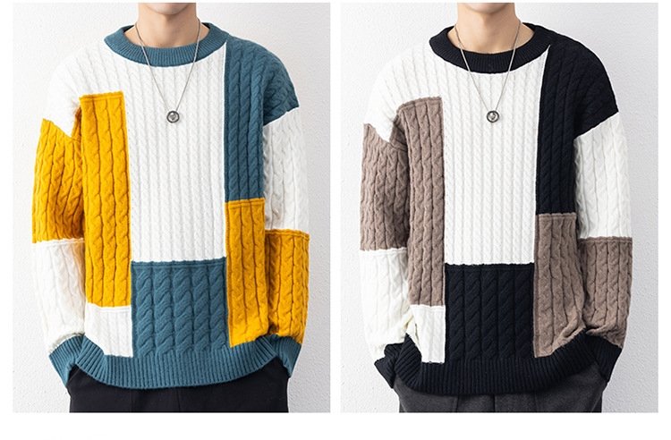 Мужской свитер с высоким воротником и свободным кроем оптом