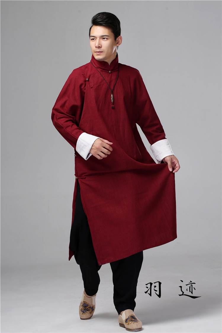 Мужская рубашка в стиле Республики с длинным воротником из льна в стиле ретро для выступлений оптом из Китая