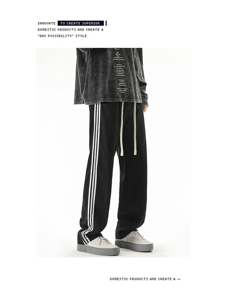 Мужские джинсы с принтом трех полосок оптом из Китая