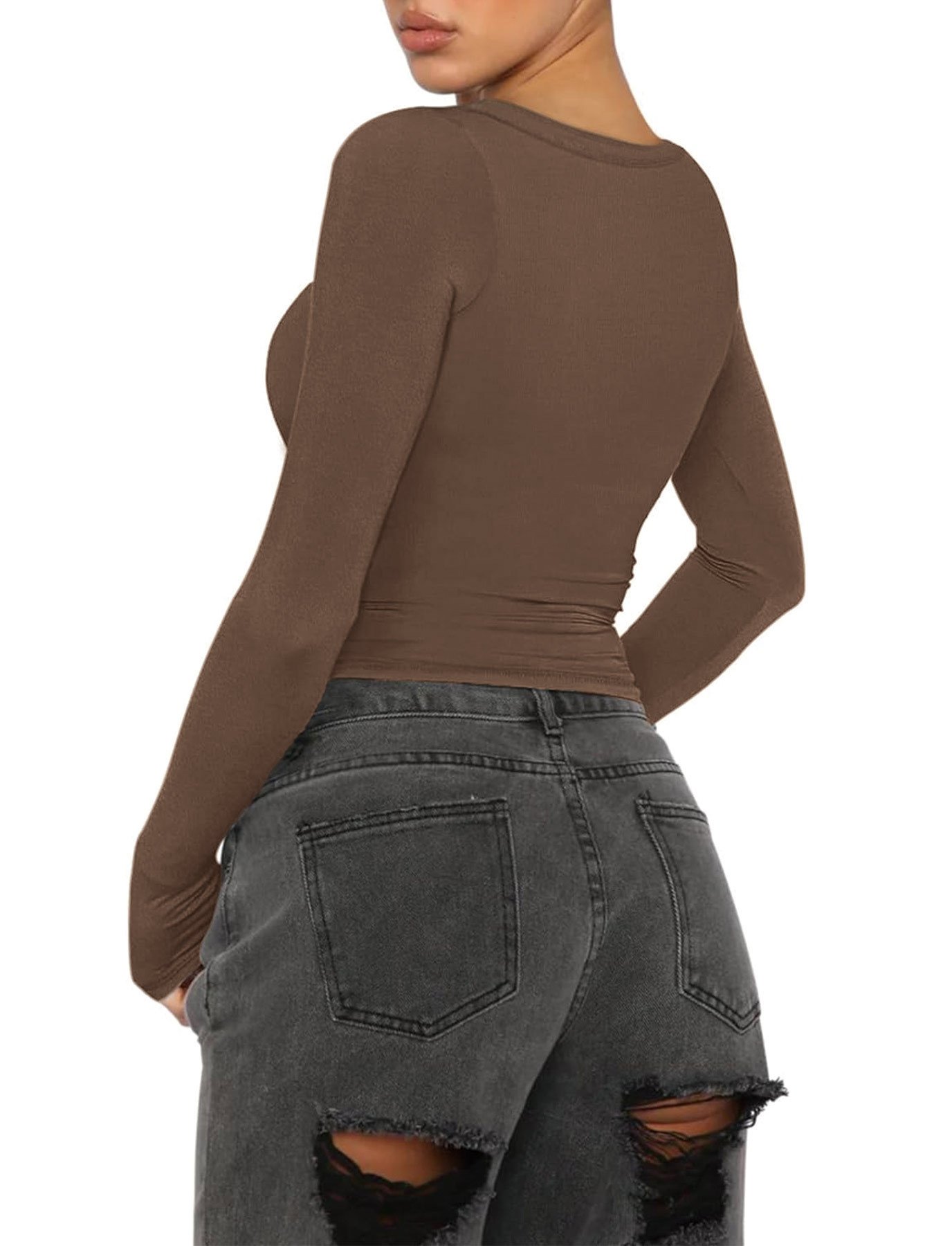 Женская блузка с длинным рукавом и V-образным вырезом оптом