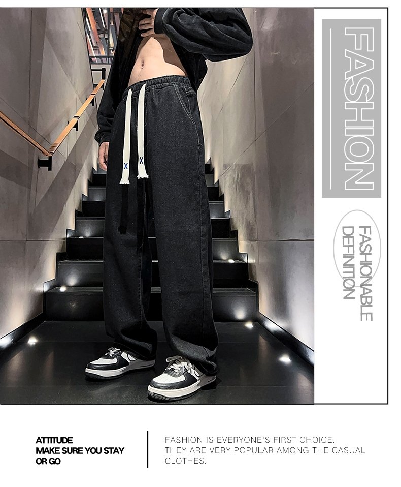 Джинсы 2024 весна мужские прямые широкие джинсы оптом из Китая