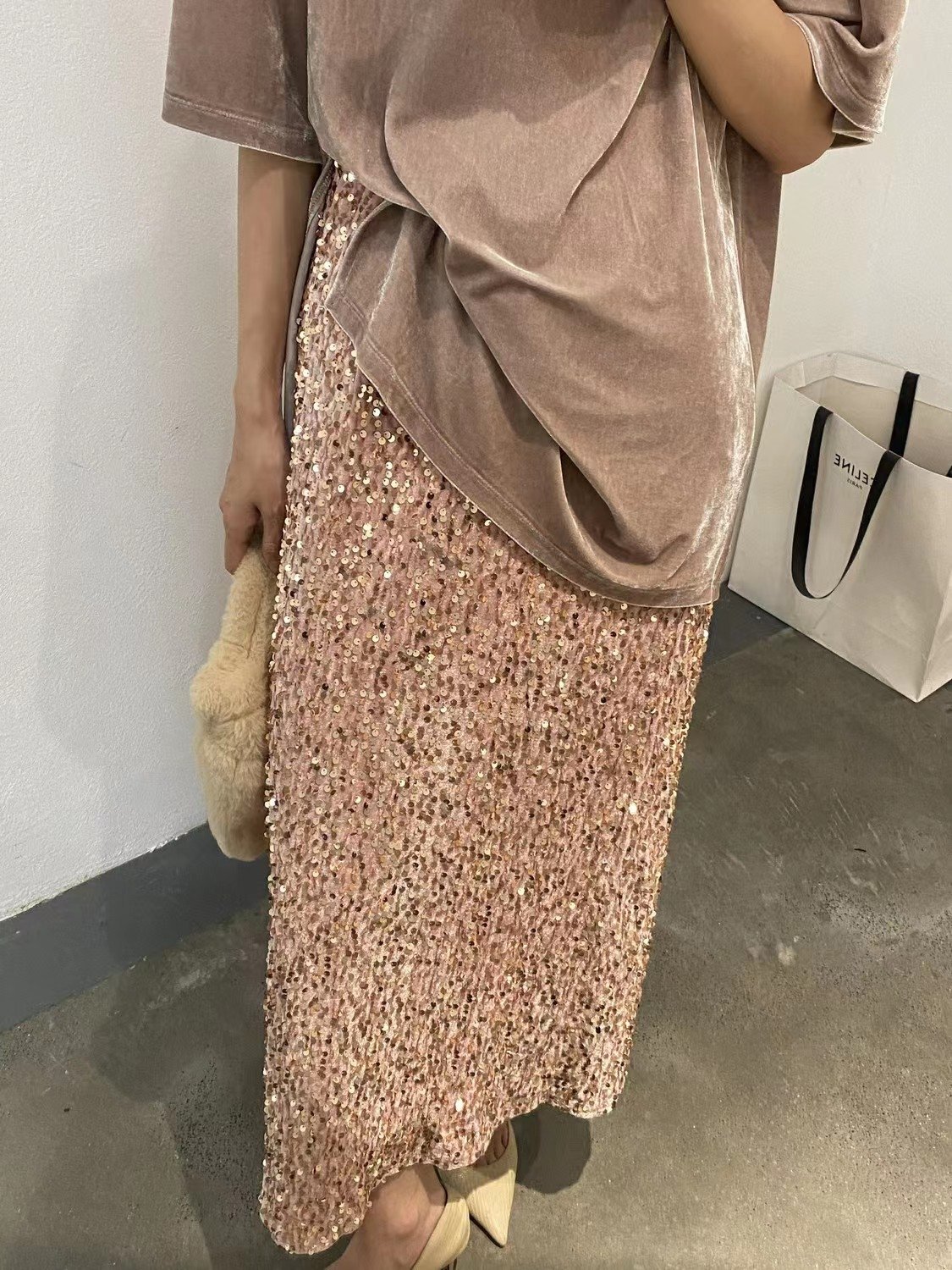 Юбка-миди с высокой талией и блестками оптом из Китая