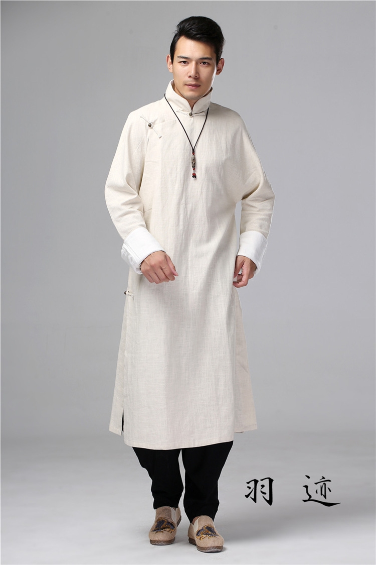 Мужская рубашка в стиле Республики с длинным воротником из льна в стиле ретро для выступлений оптом из Китая
