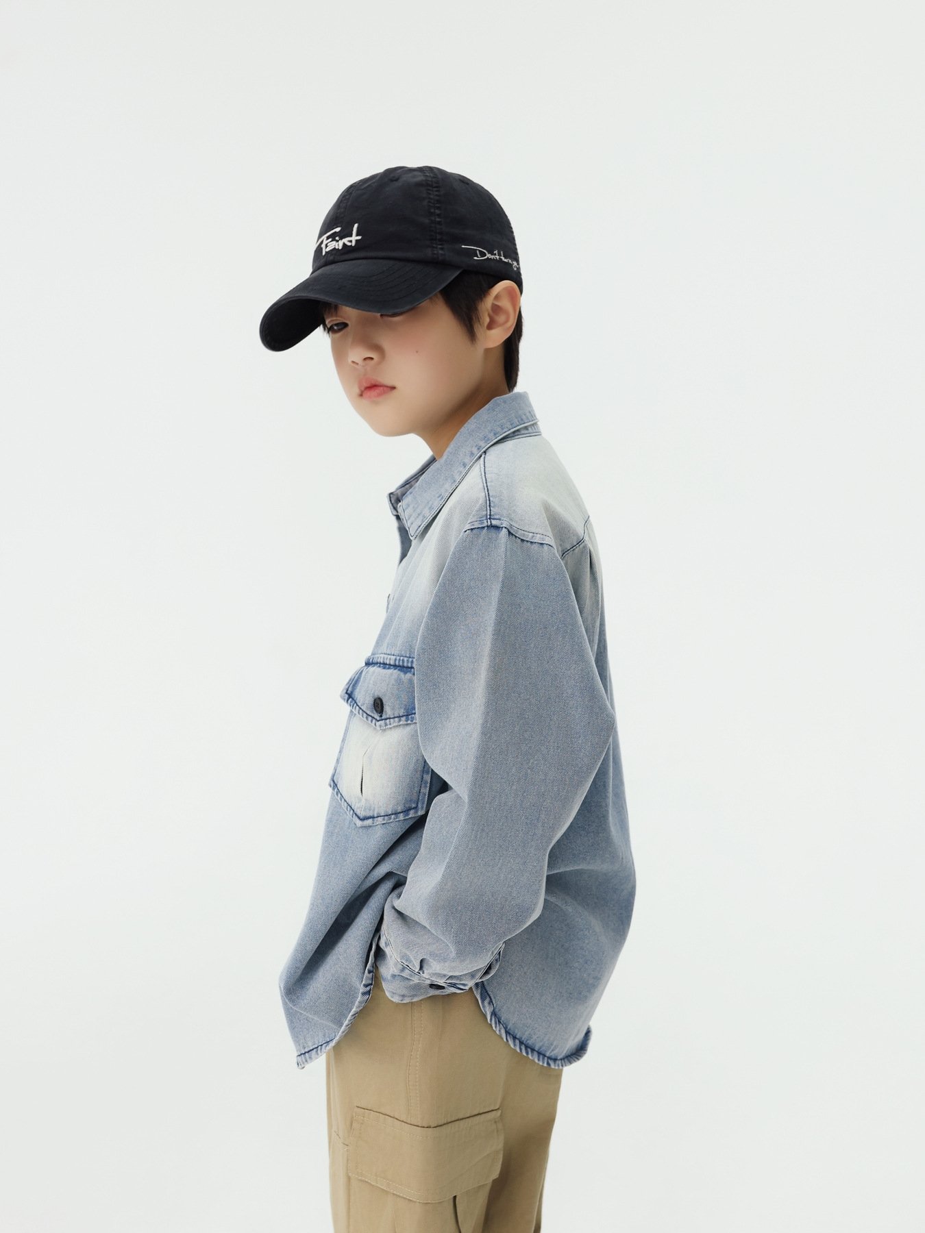 Детская джинсовая рубашка с длинным рукавом оптом из Китая