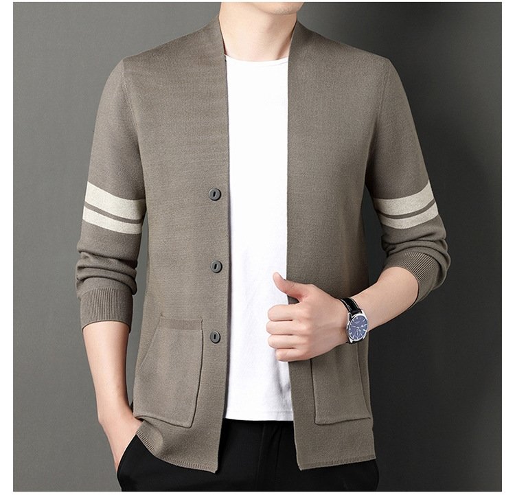 Мужская тонкая кардиган-жакет в полоску оптом