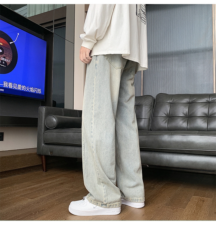 Джинсы мужские 2024 новинка весна осень тонкие американские уличные широкие прямые свободные брюки оптом из Китая